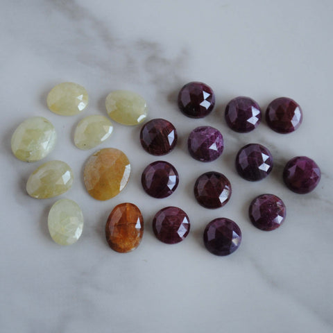 Ruby and Sapphire rosecut cabochons