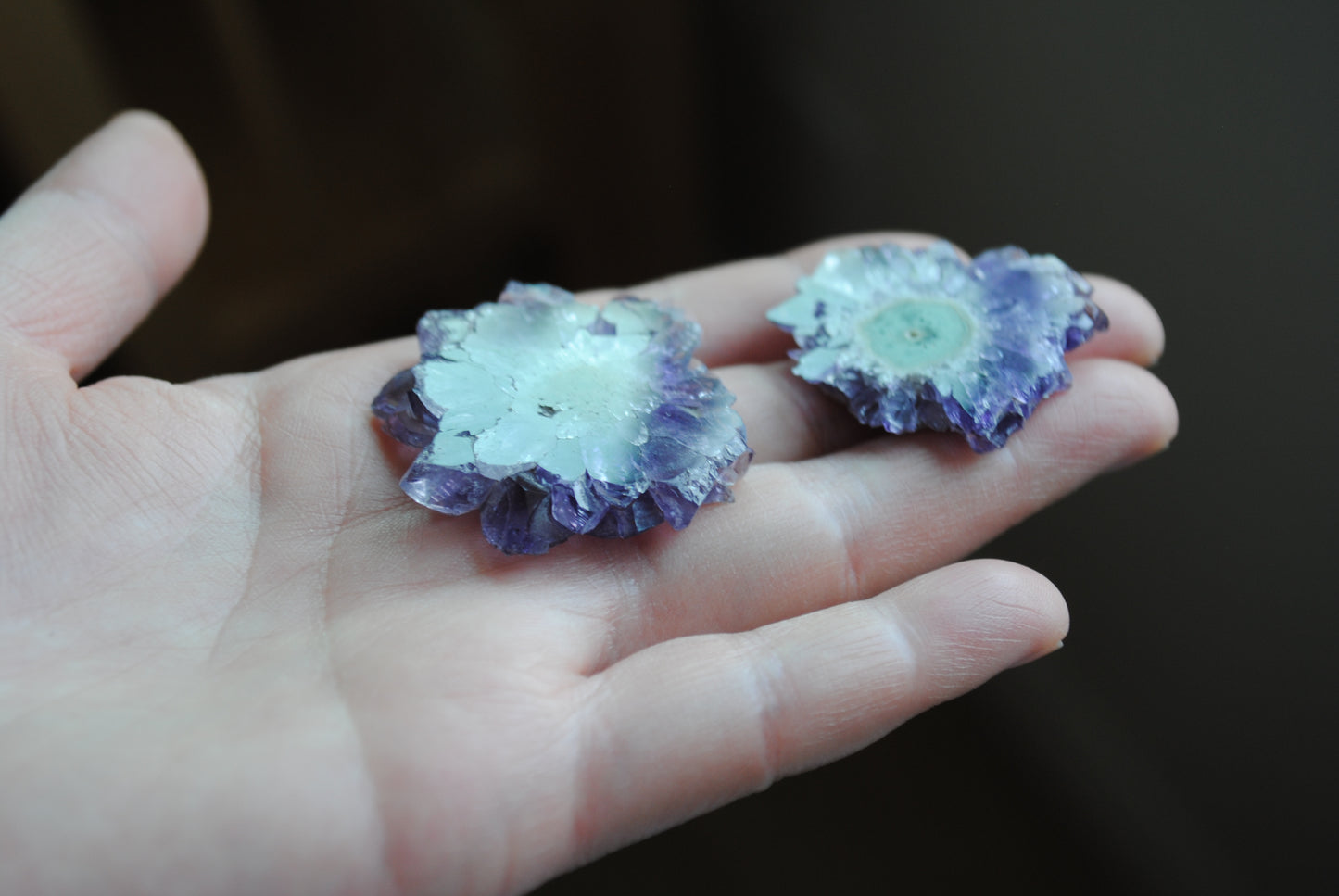 Amethyst stalactite slices
