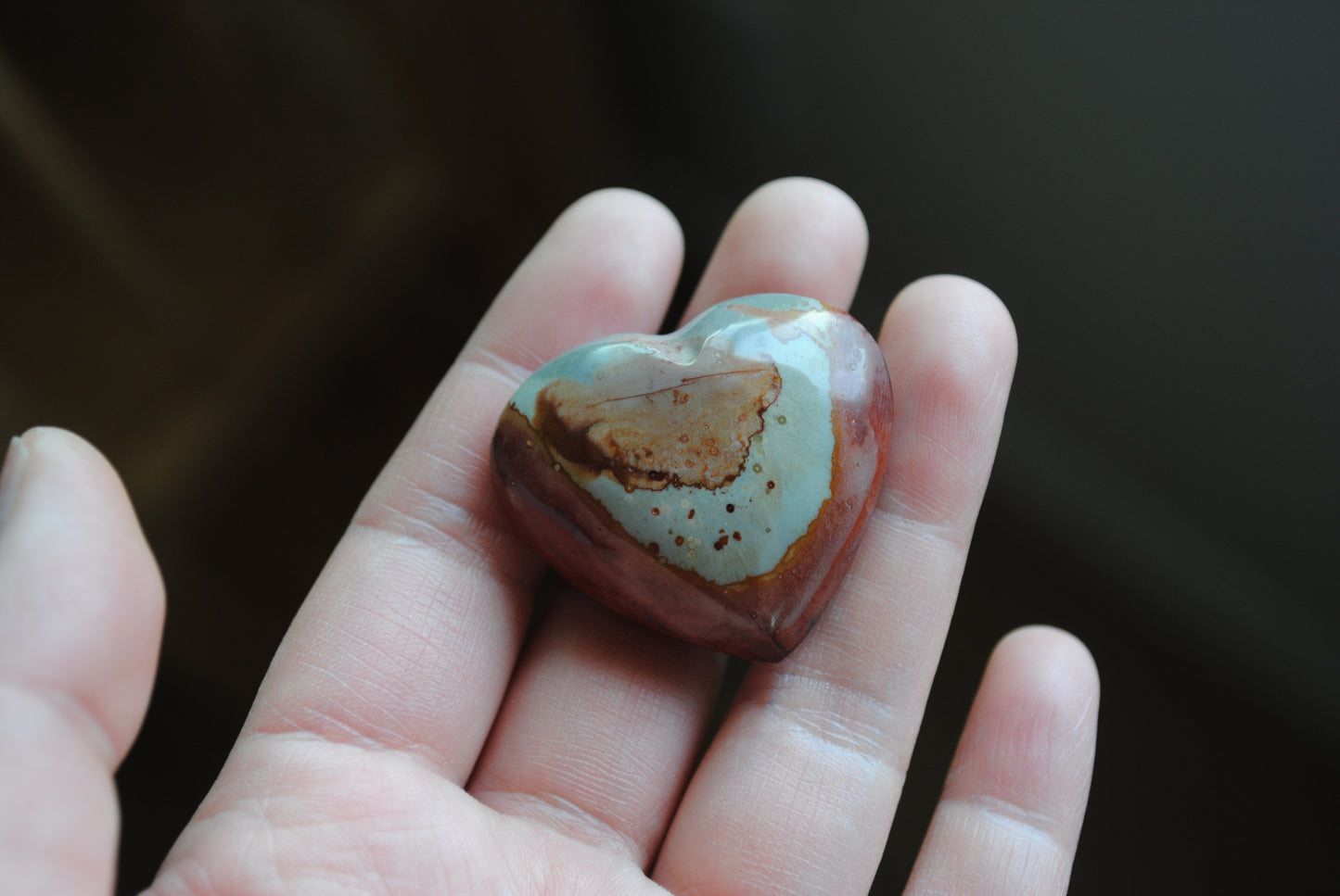 Jasper heart palm stone