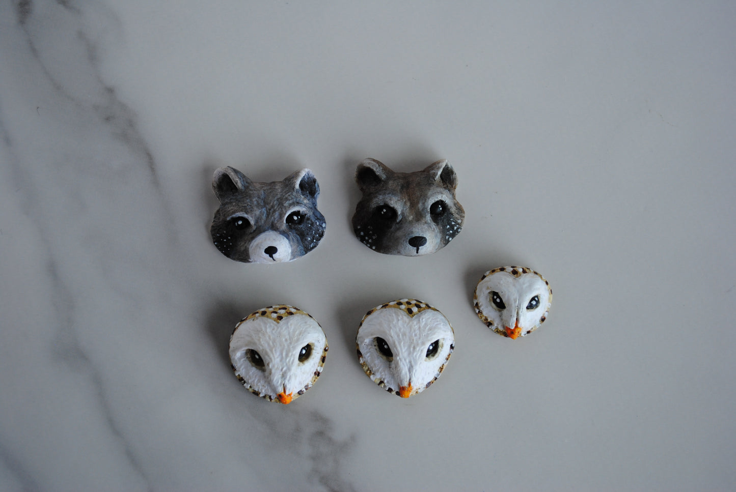 Polymer clay animal heads