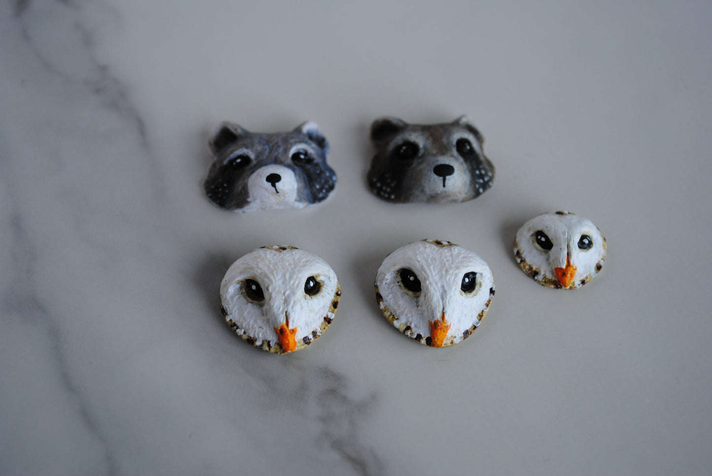 Polymer clay animal heads