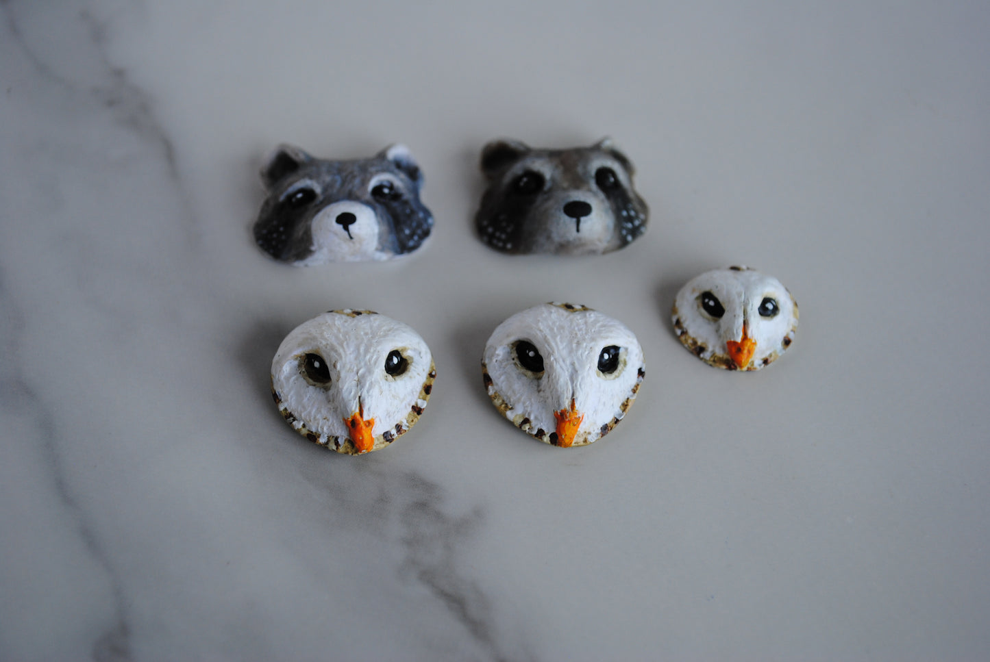Polymer clay animal heads