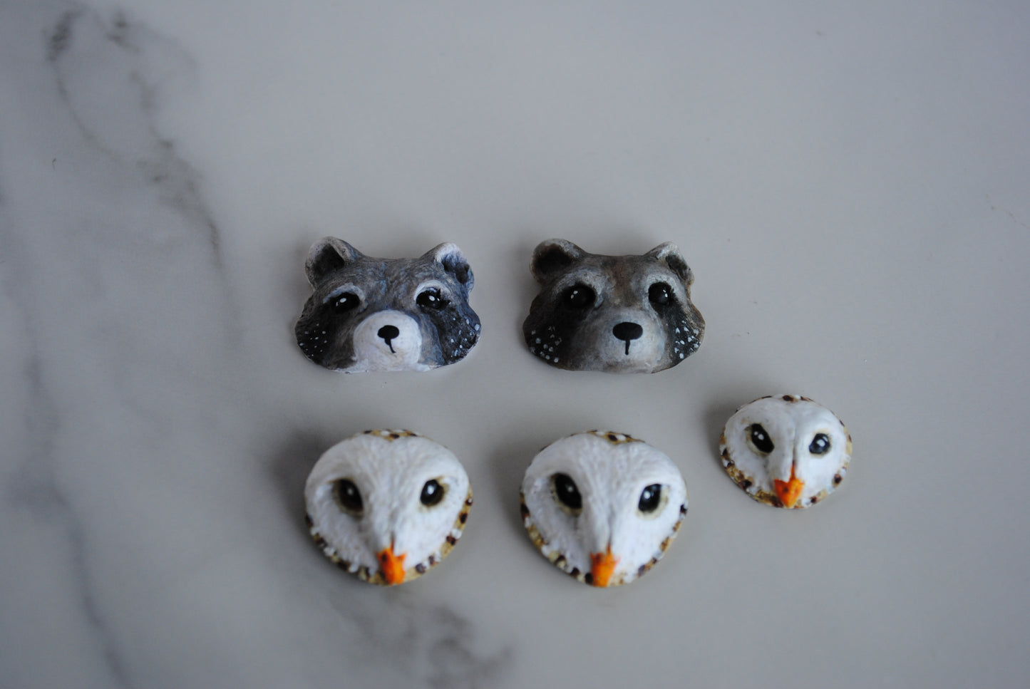 Polymer clay animal heads