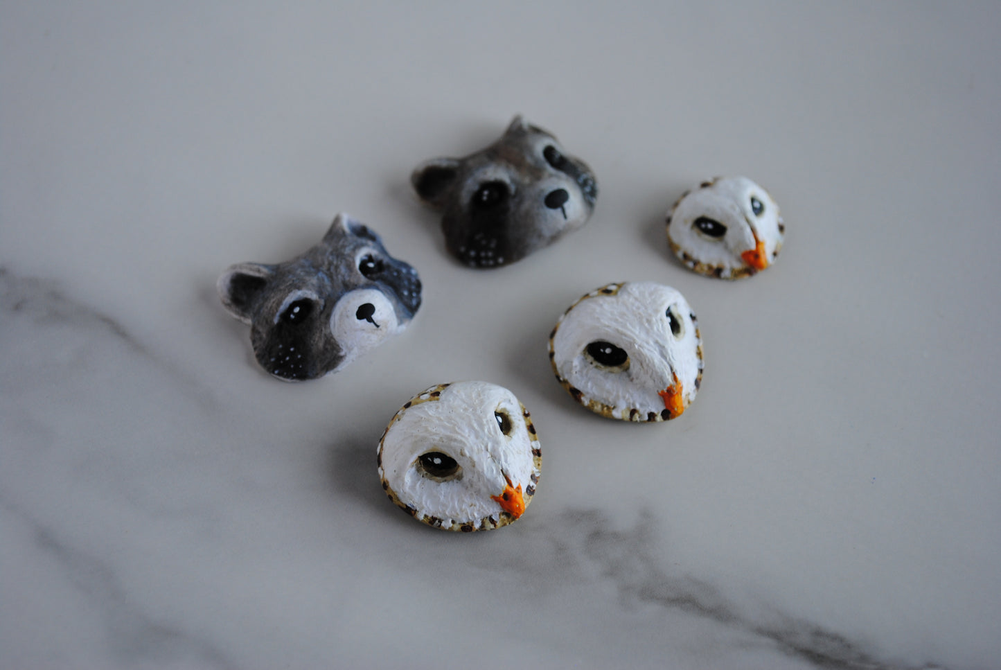 Polymer clay animal heads