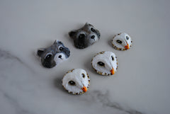 Polymer clay animal heads