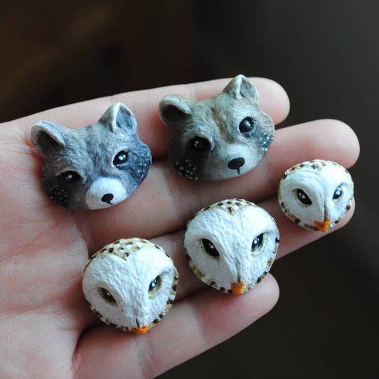 Polymer clay animal heads