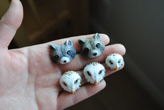 Polymer clay animal heads