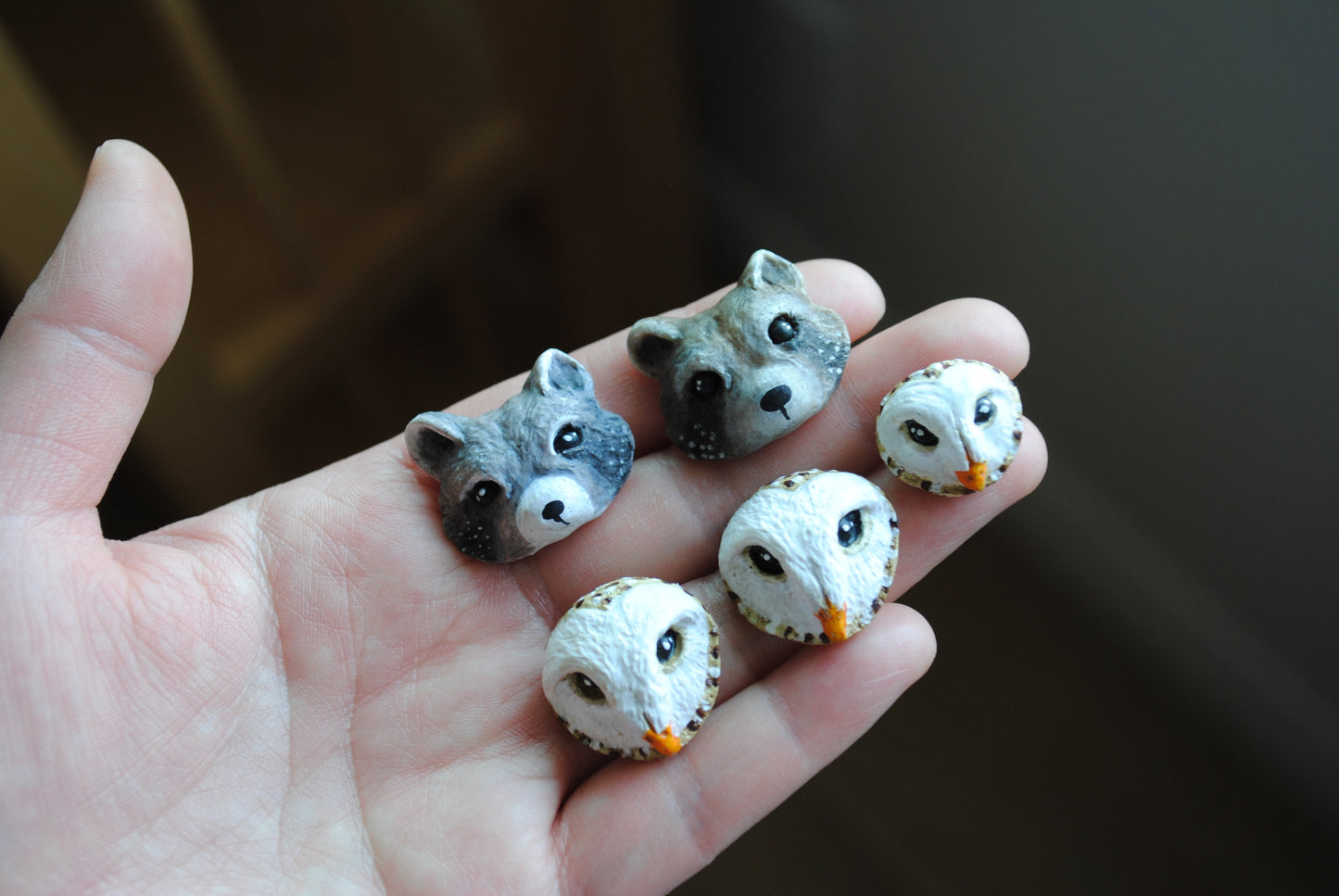 Polymer clay animal heads