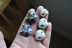 Polymer clay animal heads