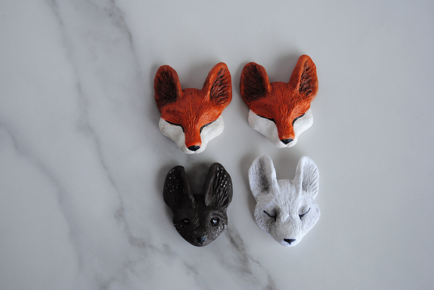 Polymer clay animal heads