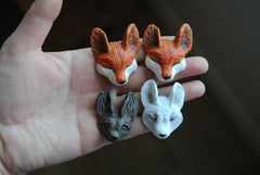 Polymer clay animal heads