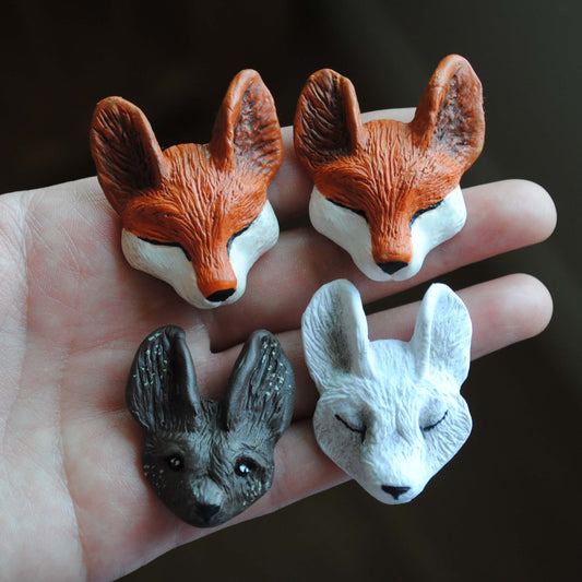 Polymer clay animal heads