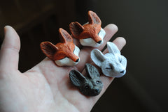 Polymer clay animal heads