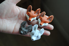 Polymer clay animal heads
