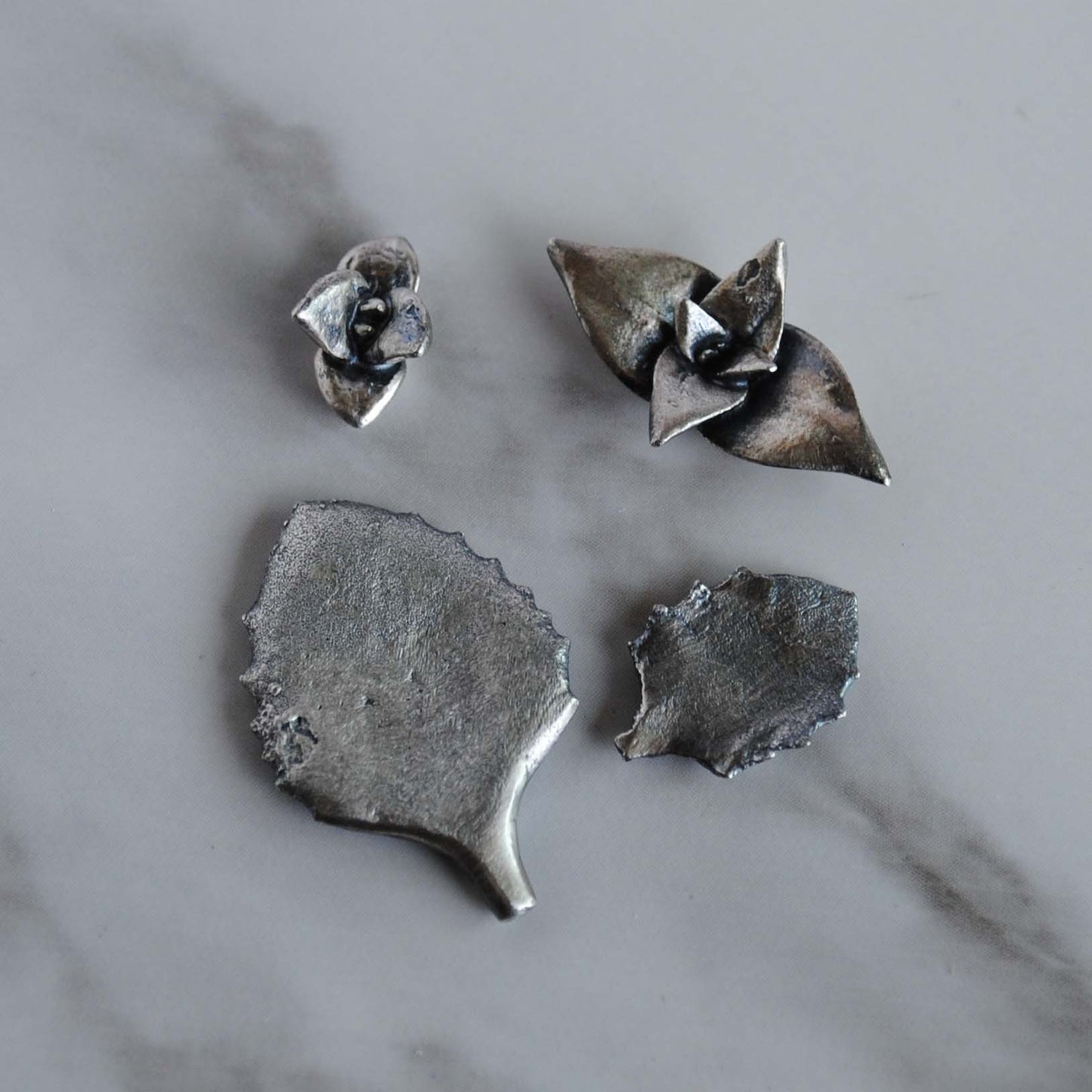 Sterling silver succulent castings (Lot A)
