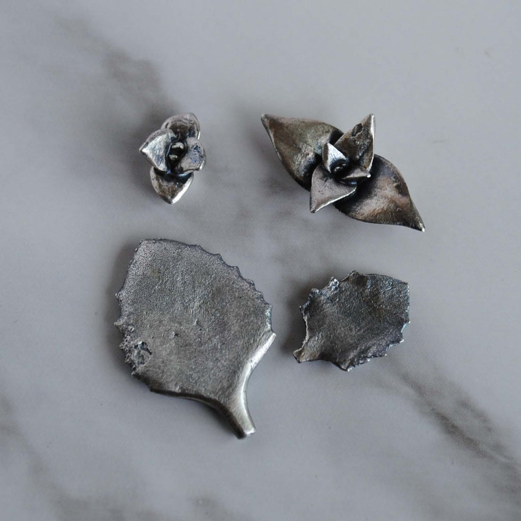 Sterling silver succulent castings (Lot A)