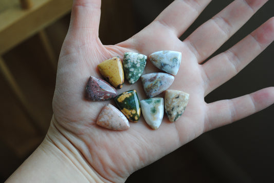 Ocean Jasper 20x15mm shield cabochons