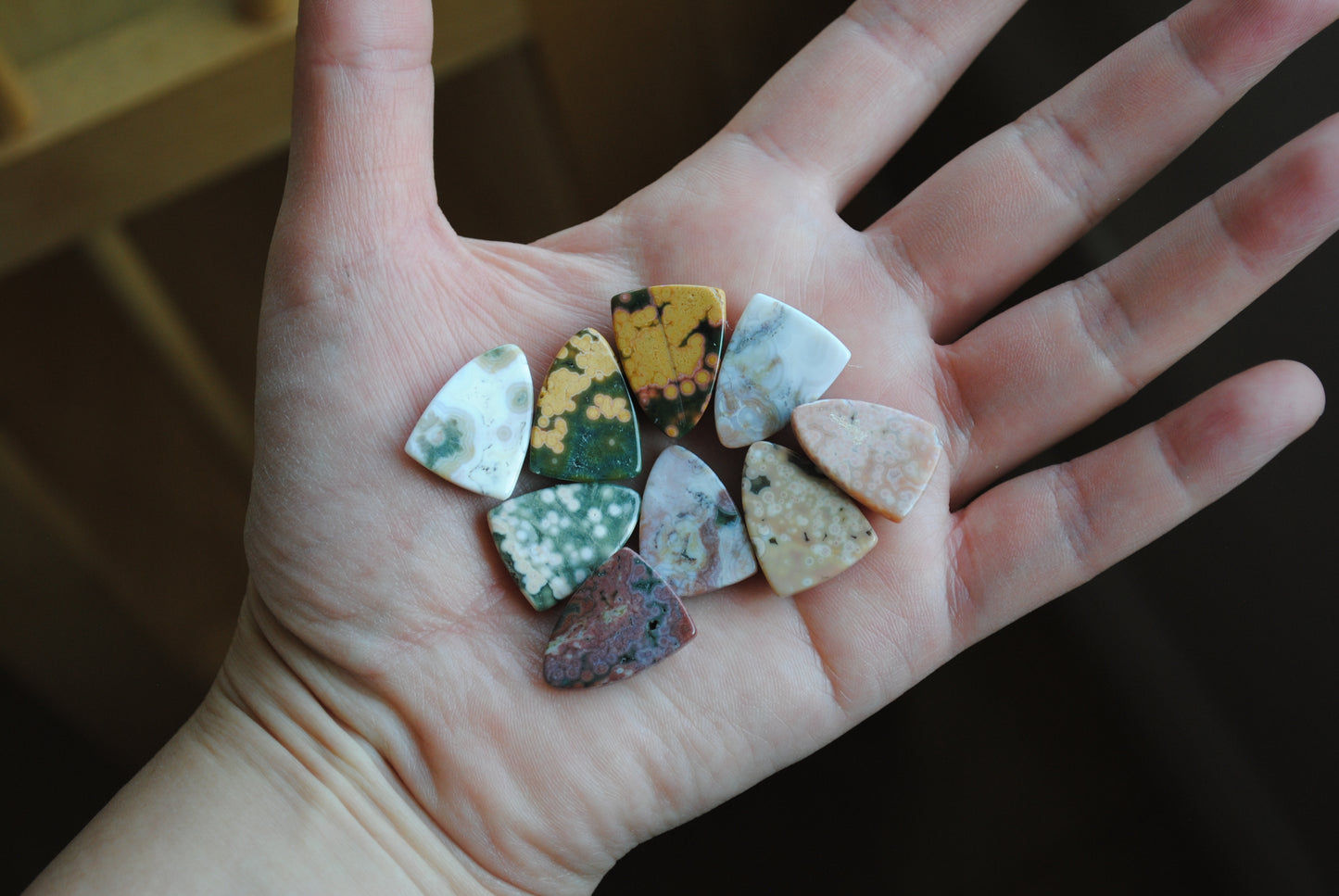 Ocean Jasper 20x15mm shield cabochons