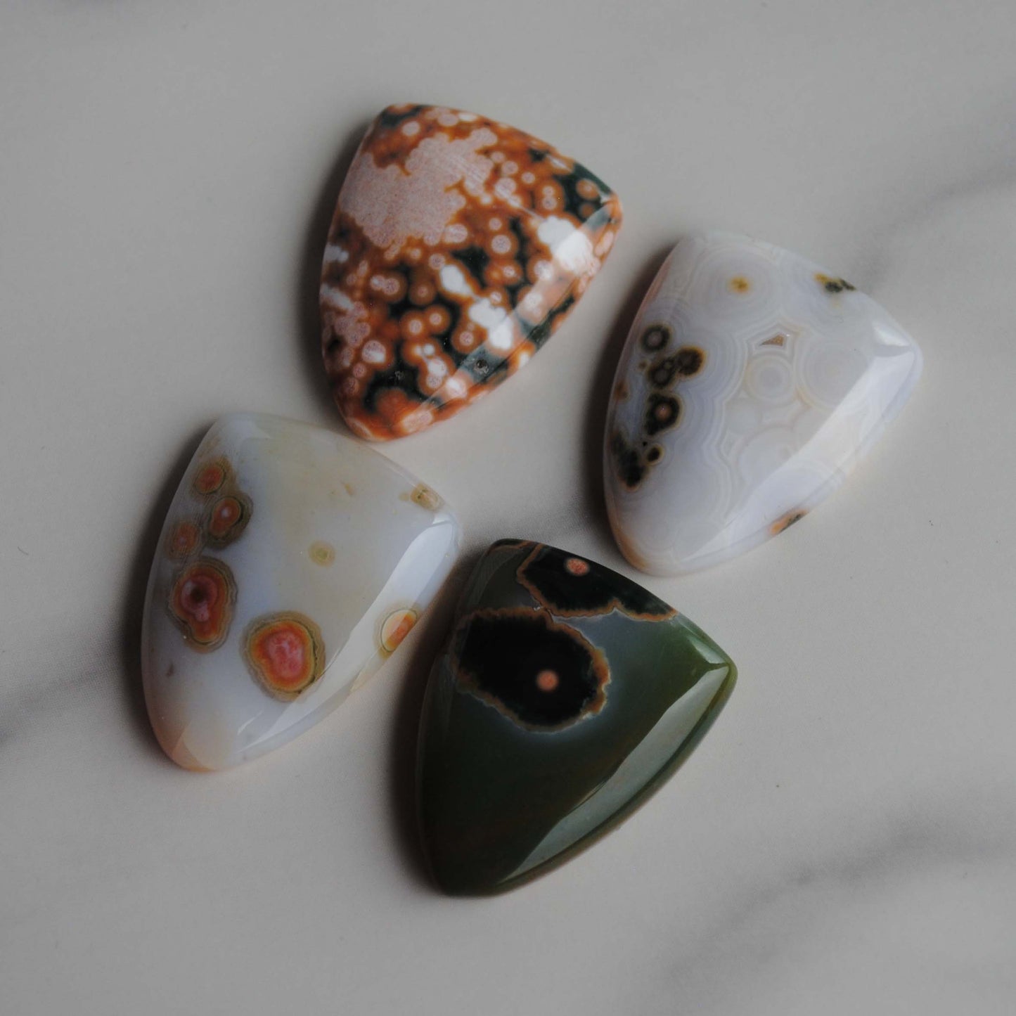 Ocean Jasper 27x21mm shield cabochons