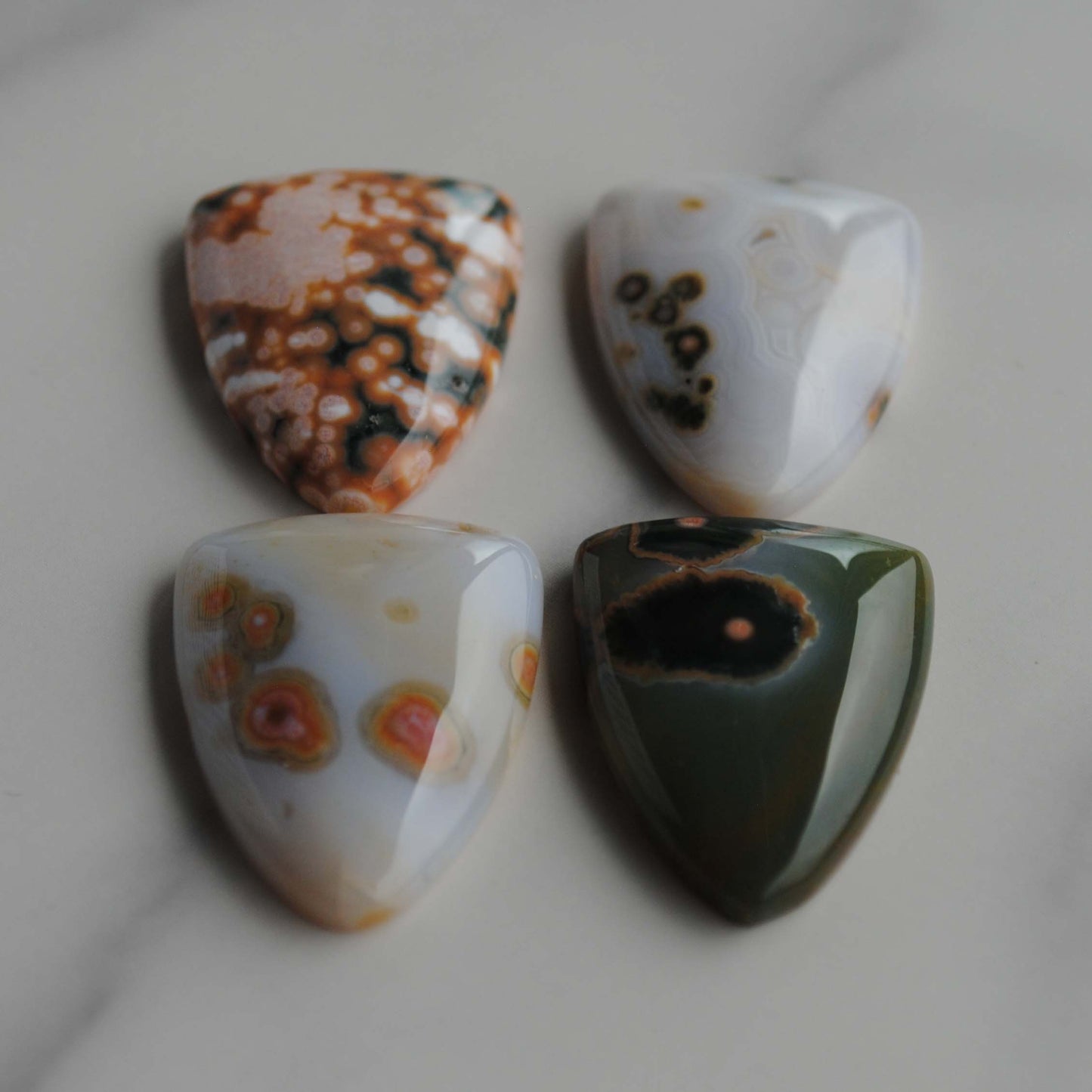 Ocean Jasper 27x21mm shield cabochons