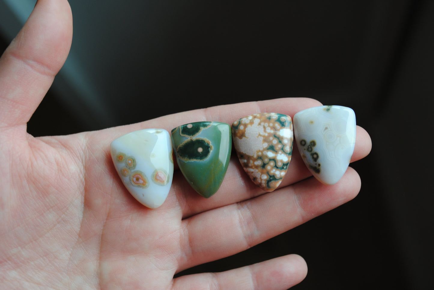 Ocean Jasper 27x21mm shield cabochons