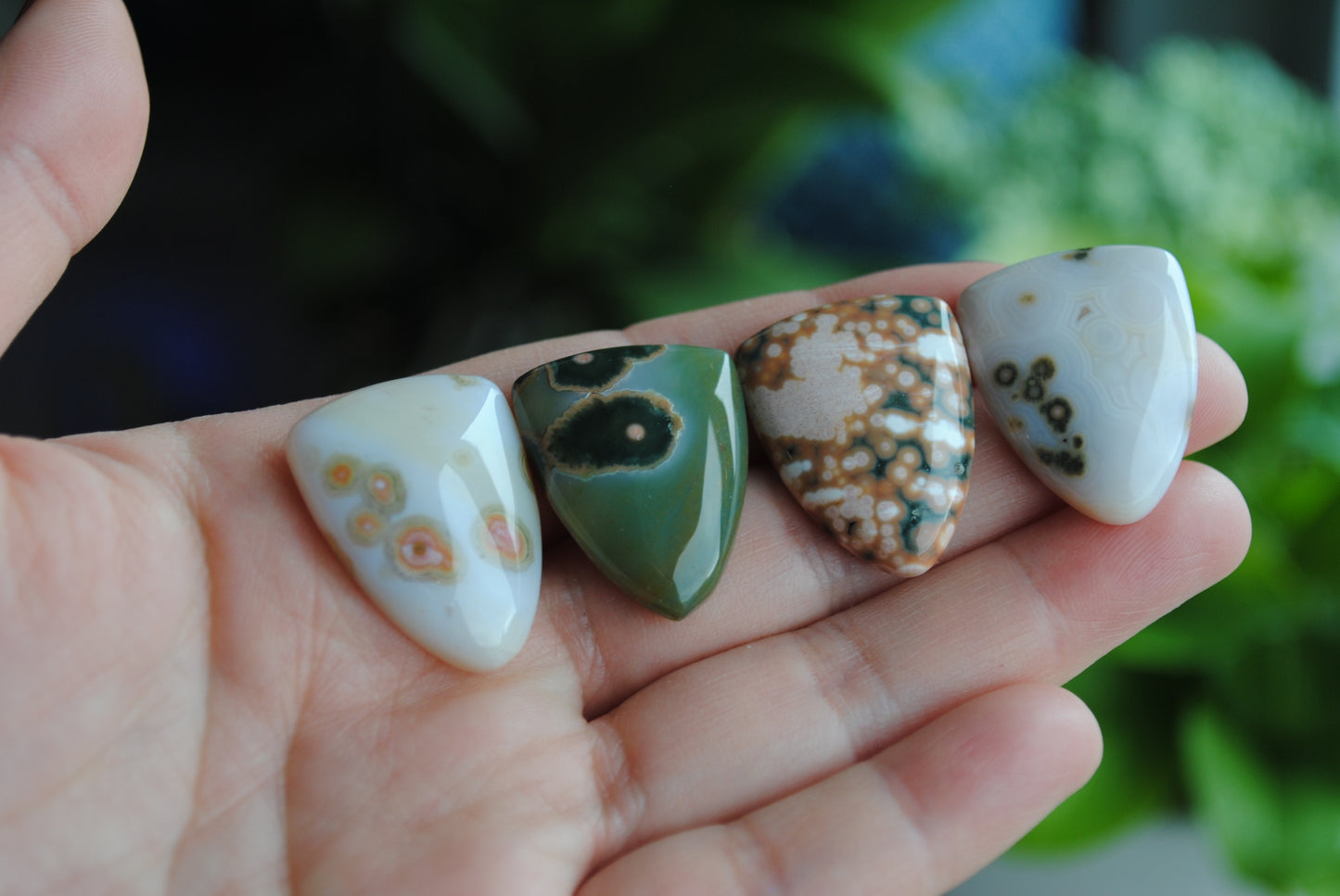 Ocean Jasper 27x21mm shield cabochons