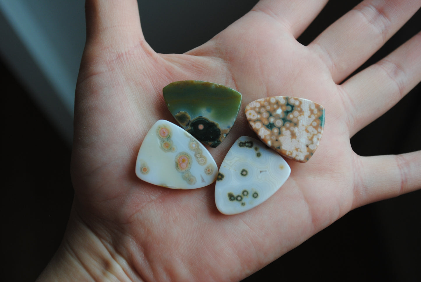 Ocean Jasper 27x21mm shield cabochons
