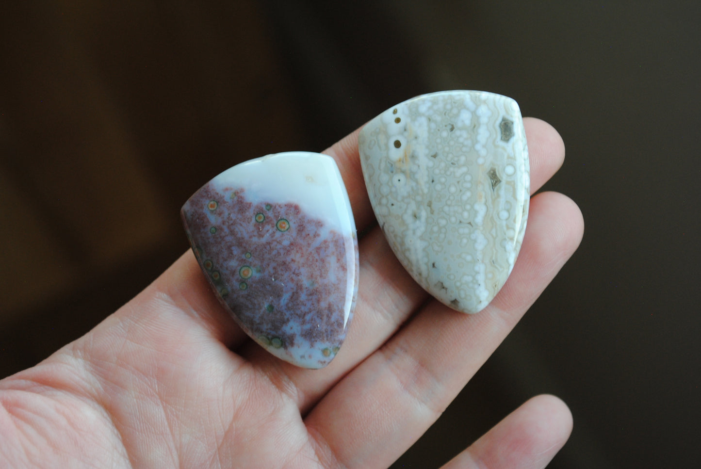 Ocean Jasper 30x40mm shield cabochons