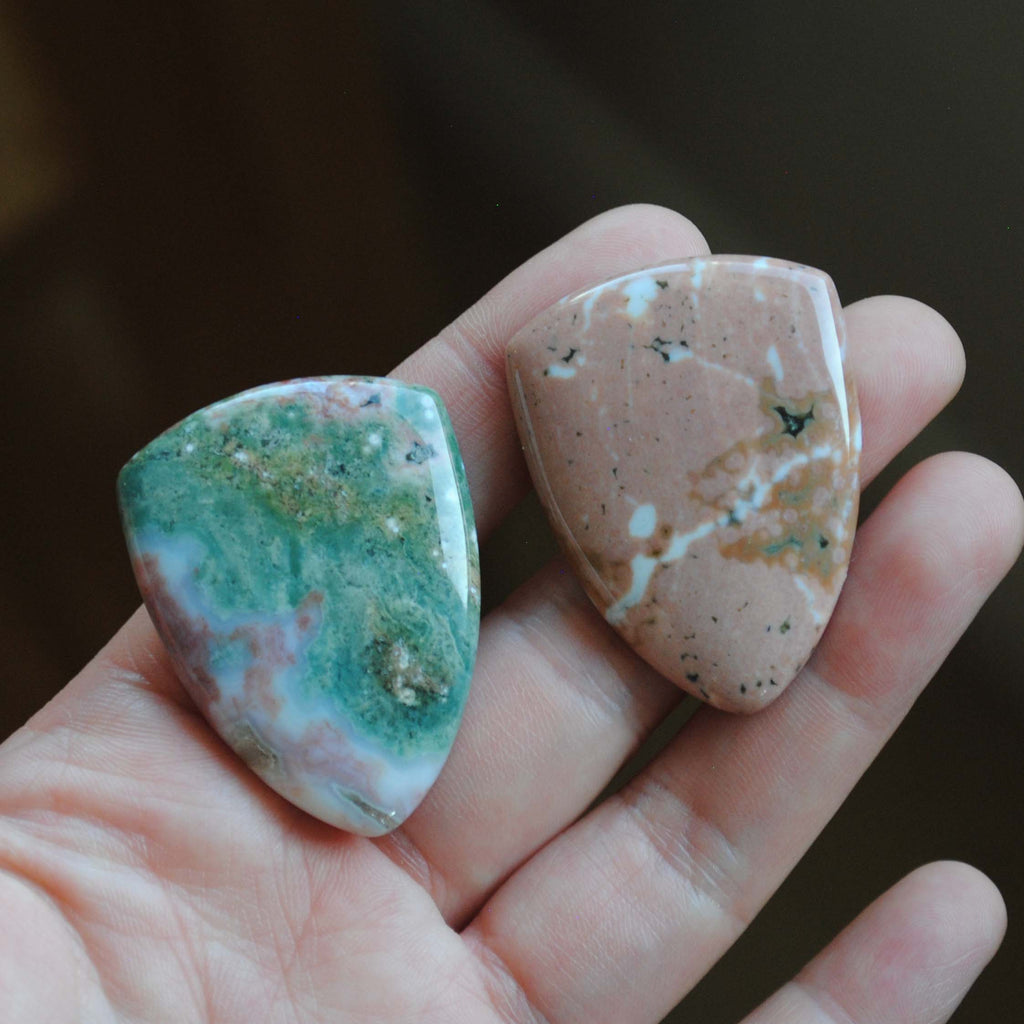 Ocean Jasper 30x40mm shield cabochons