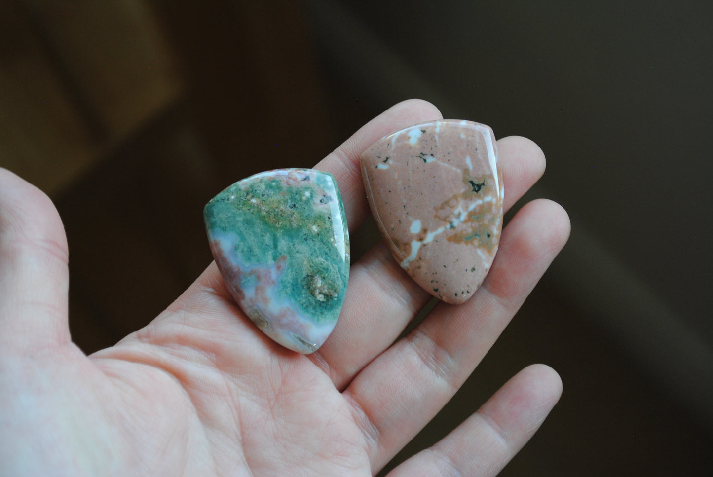 Ocean Jasper 30x40mm shield cabochons