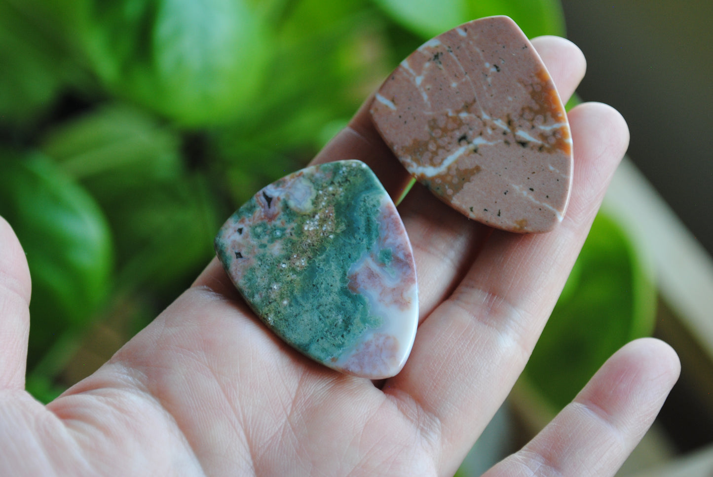 Ocean Jasper 30x40mm shield cabochons