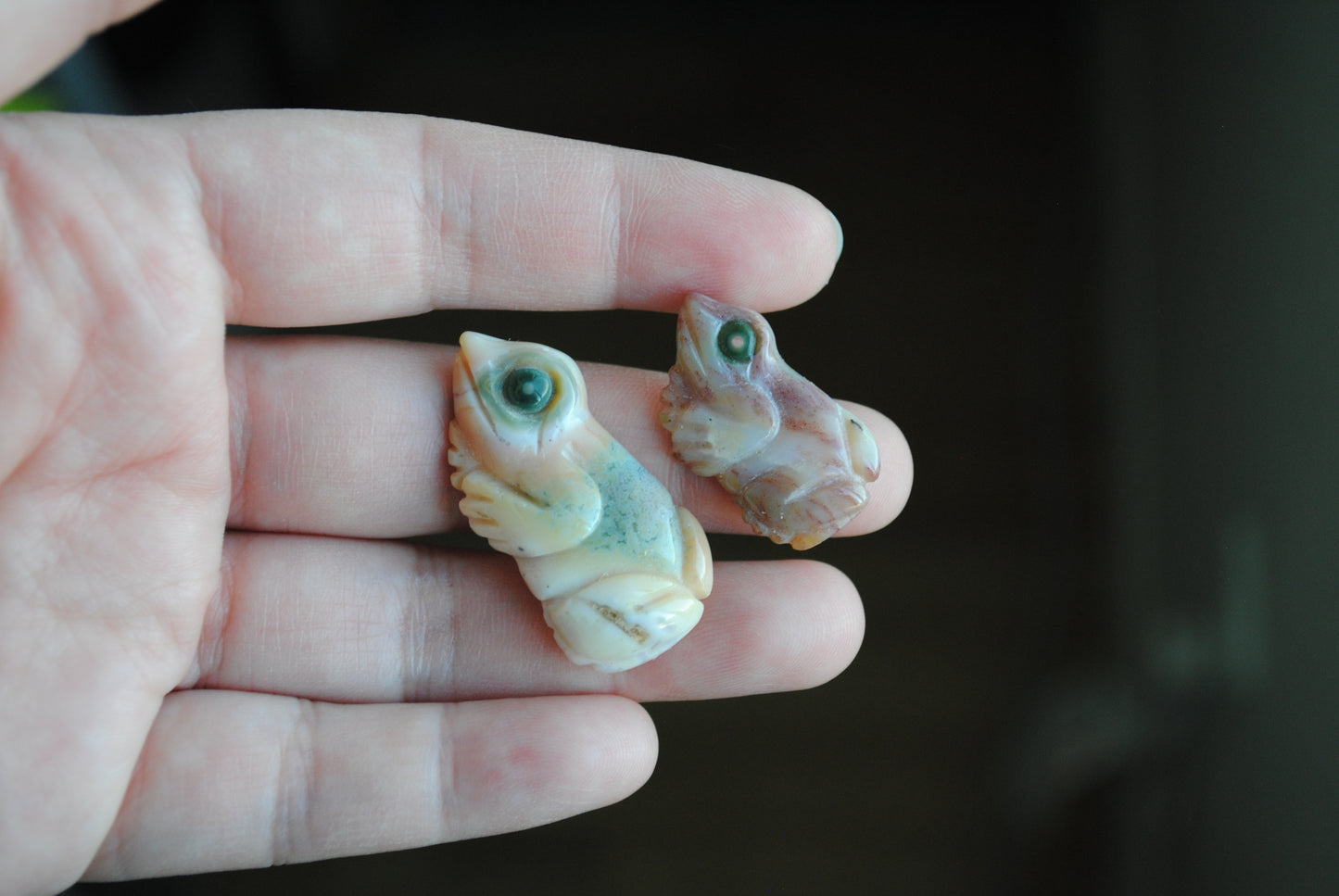 Ocean Jasper carved frogs (Item D10)