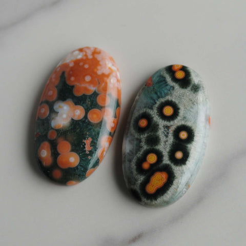 35 x 20mm oval Ocean Jasper cabochons