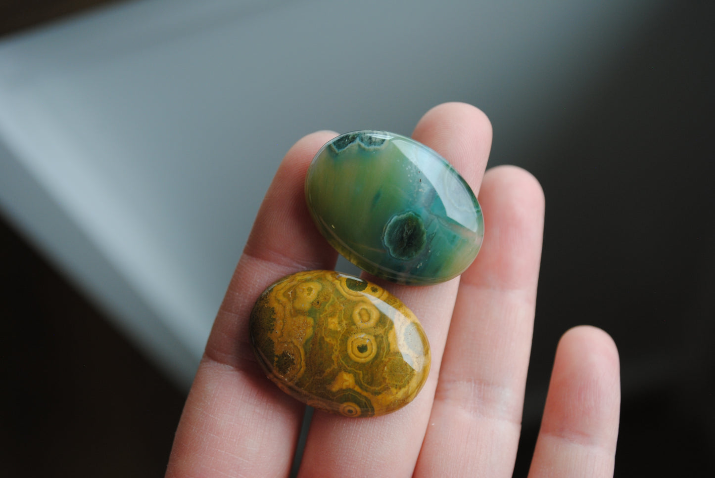 Ocean Jasper 30x22mm oval cabochons