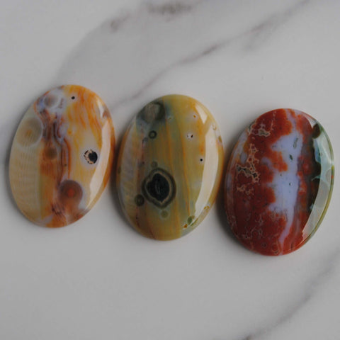 Ocean Jasper 35x25mm oval cabochons
