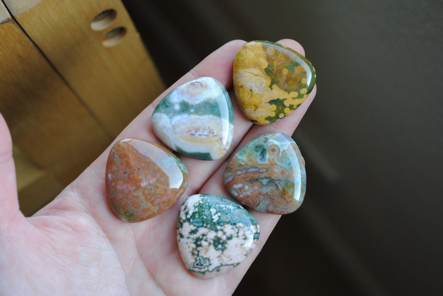 30mm trillion Ocean Jasper cabochons (Lot C)