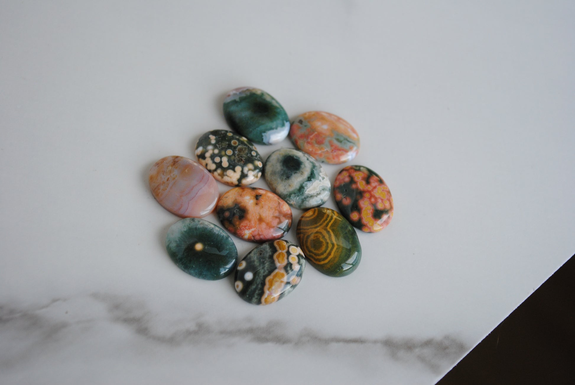 Ocean jasper stones colorful ovals 