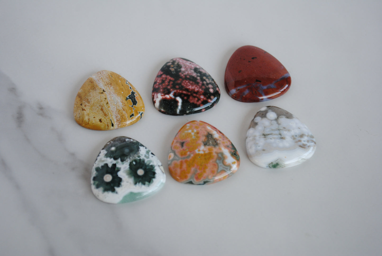 30mm trillion Ocean Jasper cabochons (Lot D)