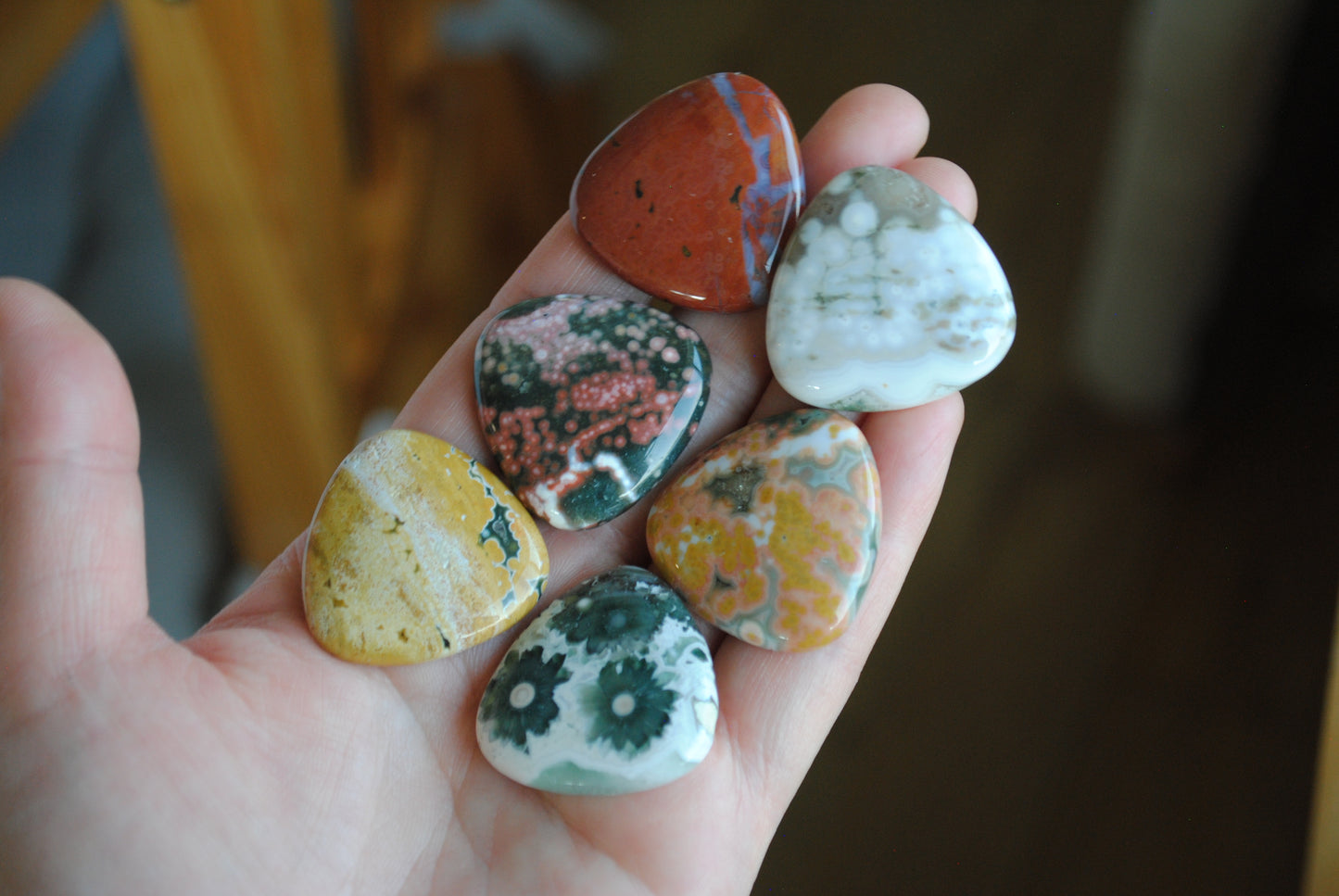 30mm trillion Ocean Jasper cabochons (Lot D)