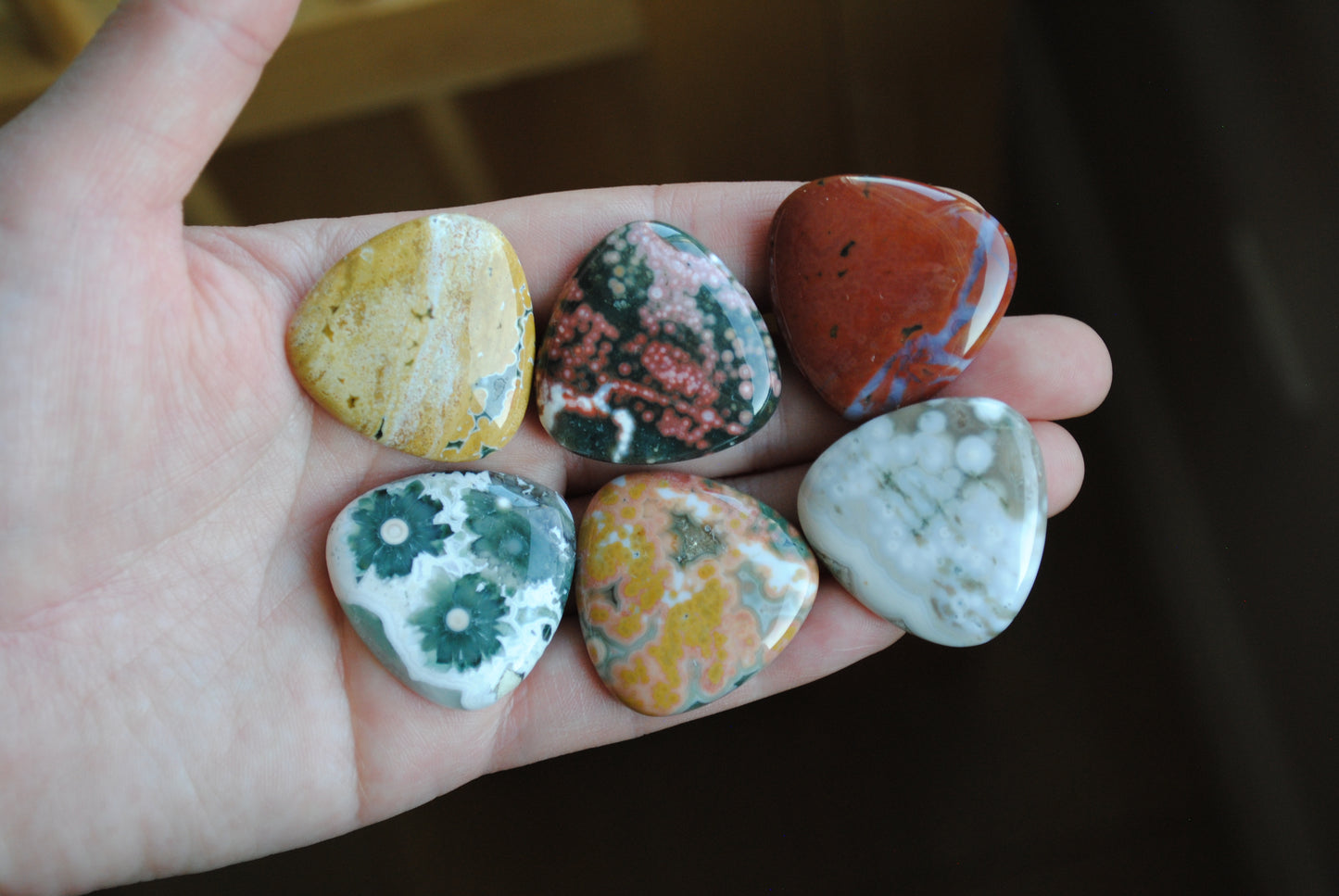 30mm trillion Ocean Jasper cabochons (Lot D)