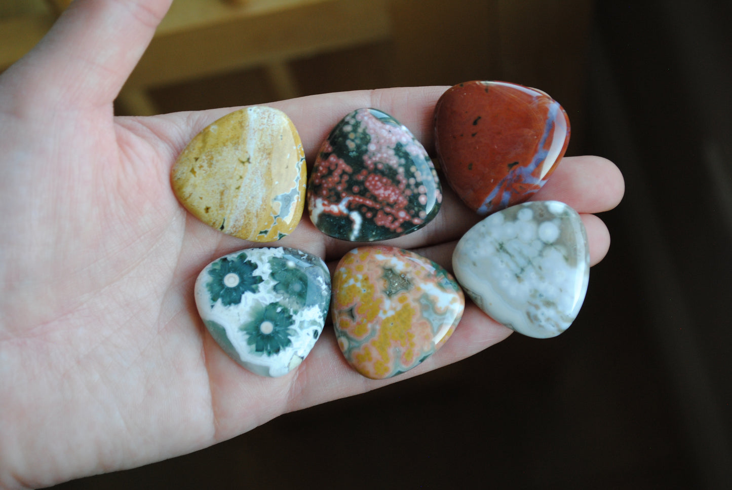 30mm trillion Ocean Jasper cabochons (Lot D)
