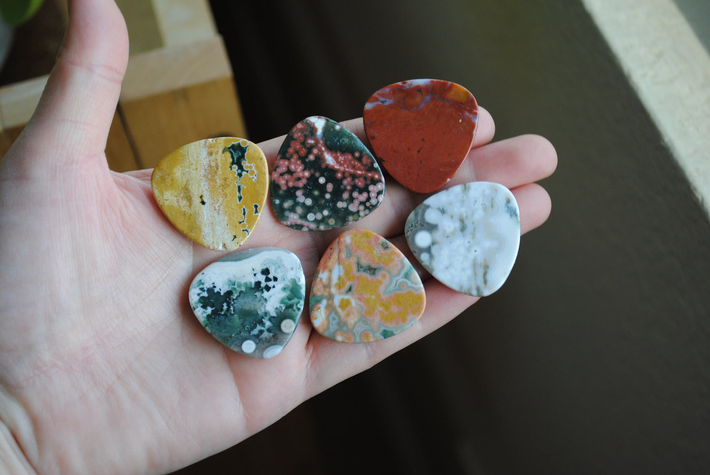 30mm trillion Ocean Jasper cabochons (Lot D)
