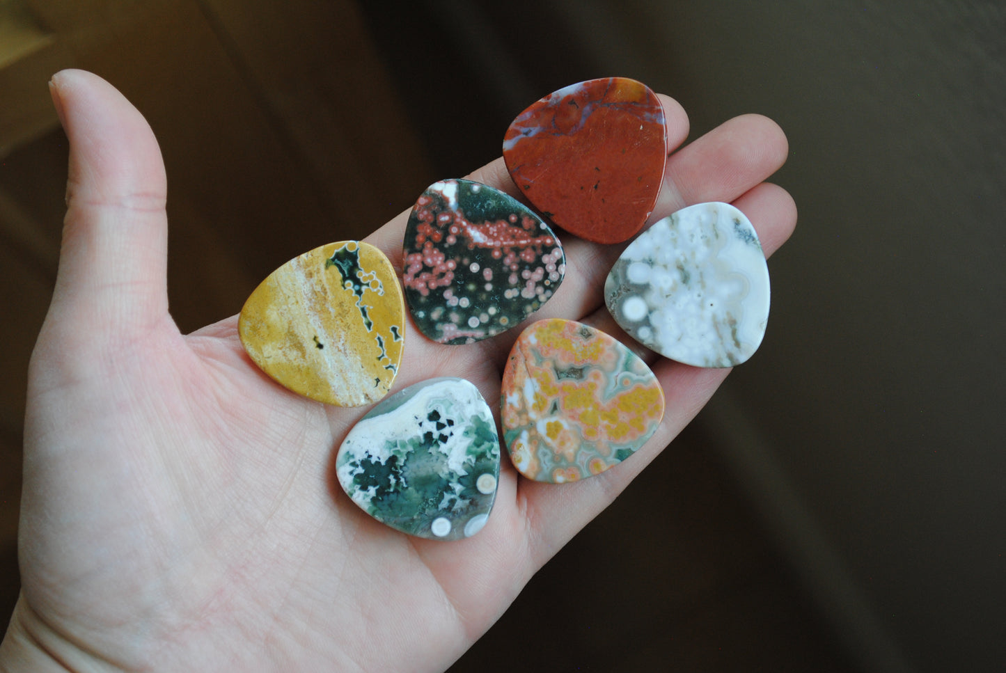 30mm trillion Ocean Jasper cabochons (Lot D)