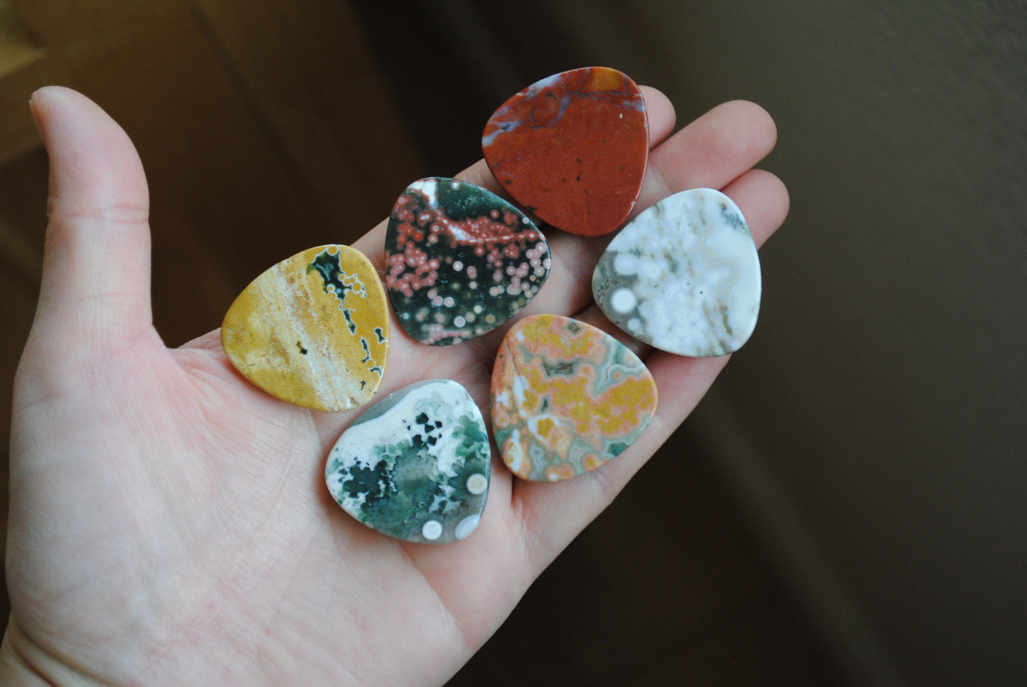 30mm trillion Ocean Jasper cabochons (Lot D)