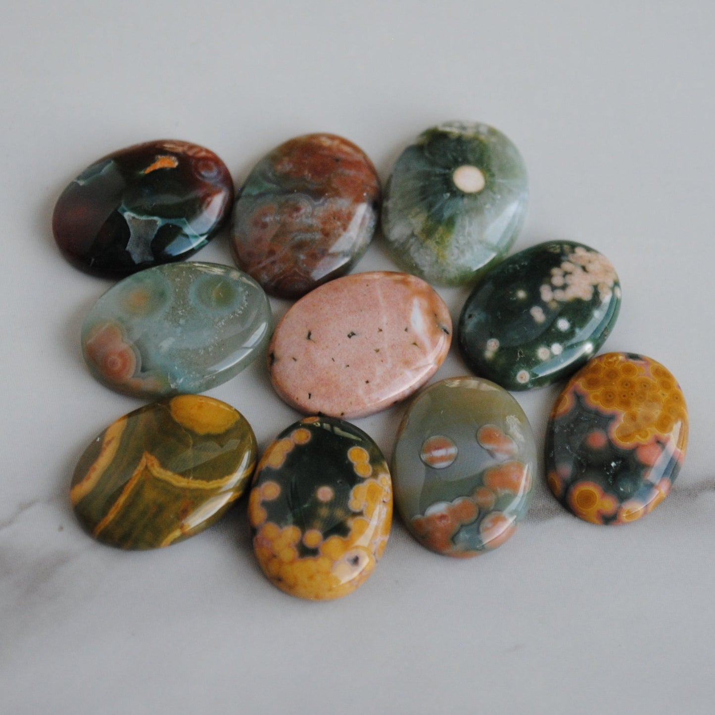 Ocean Jasper oval 12x16mm cabochons (Lot C)