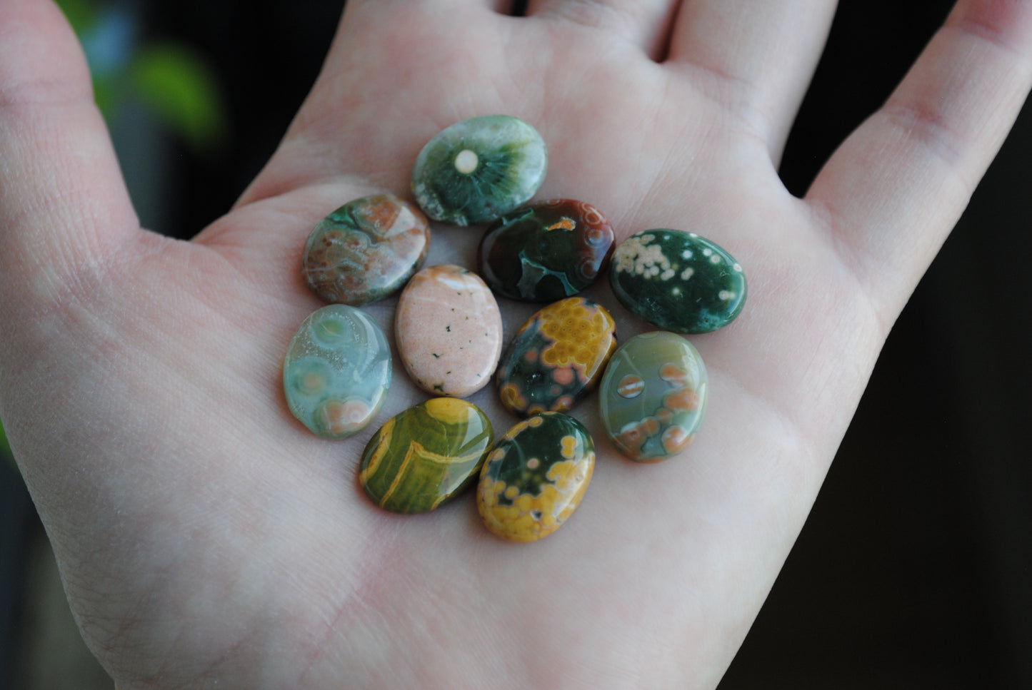 Ocean Jasper oval 12x16mm cabochons (Lot C)