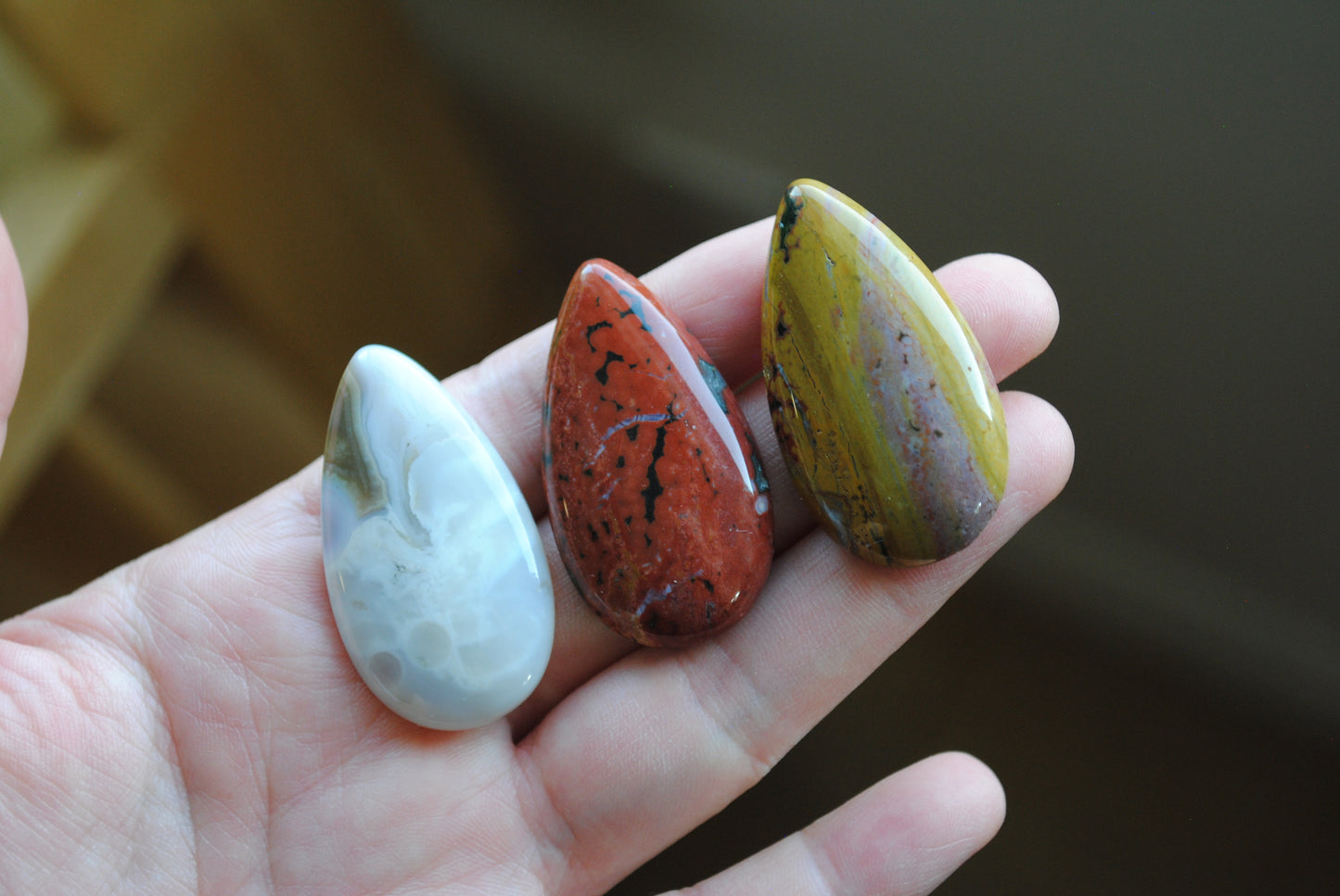 40 x 22mm drop Ocean Jasper cabochons