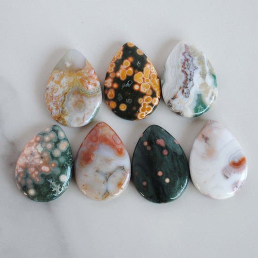 25x18mm drop Ocean Jasper cabochons (Lot A)
