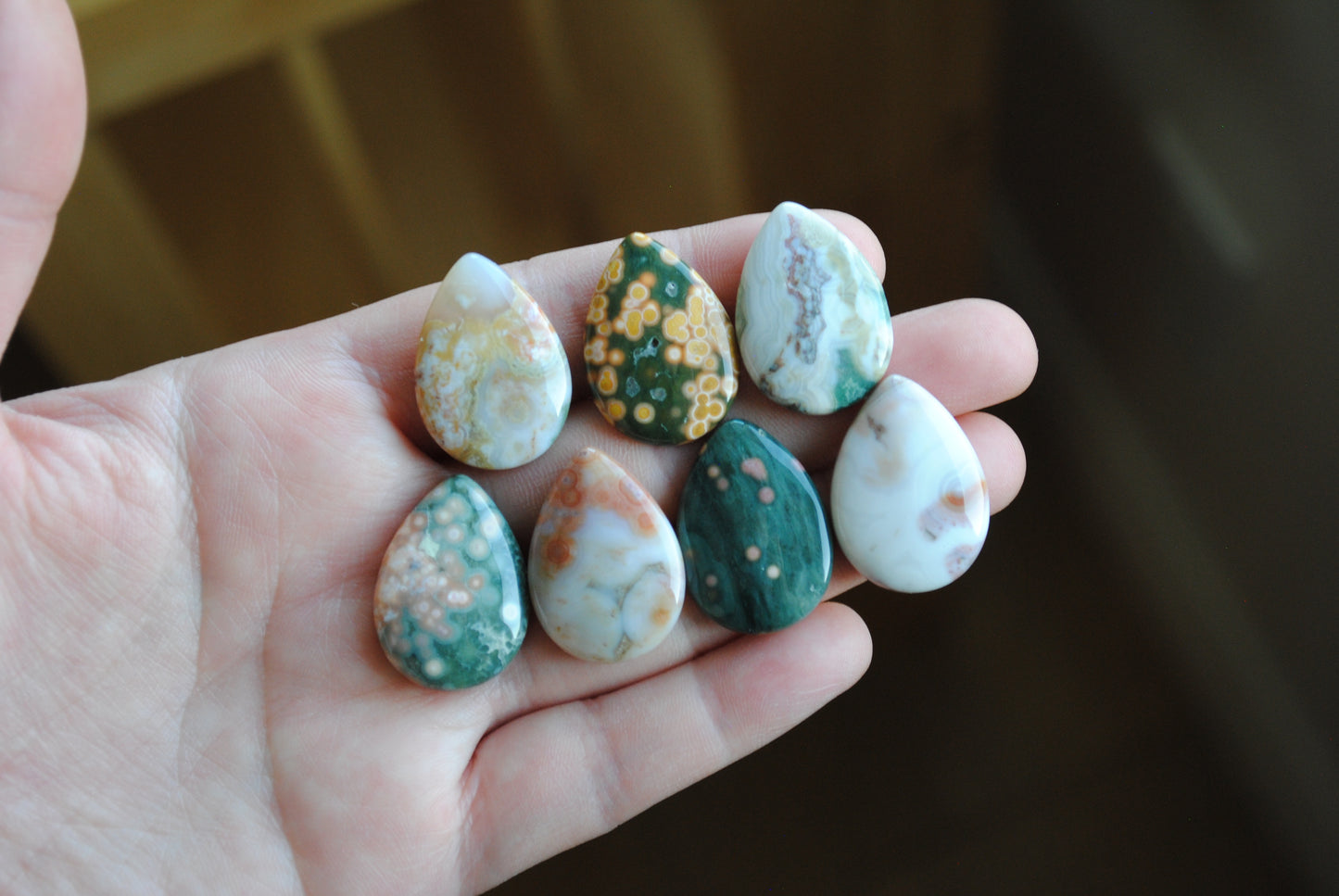 25x18mm drop Ocean Jasper cabochons (Lot A)