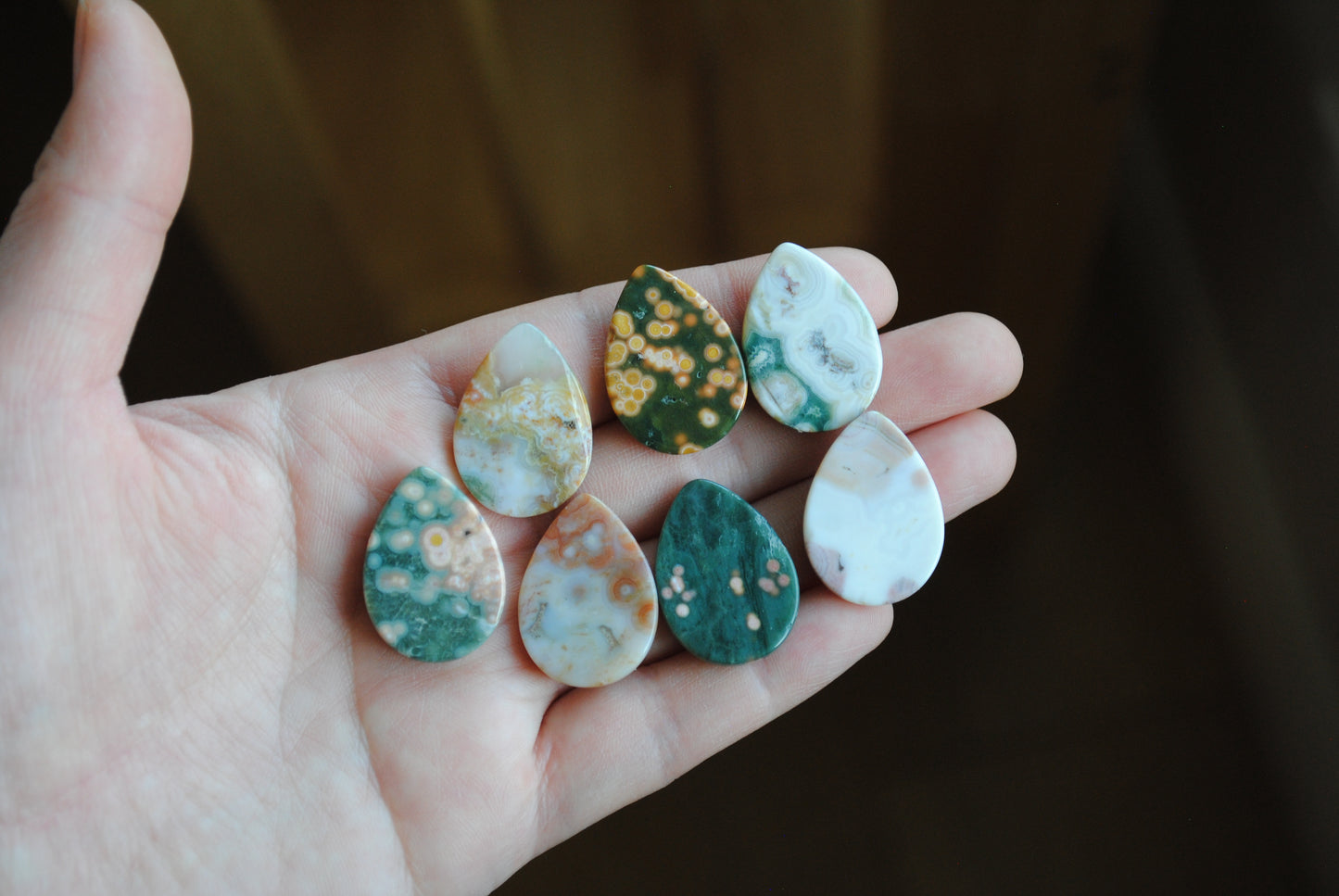 25x18mm drop Ocean Jasper cabochons (Lot A)